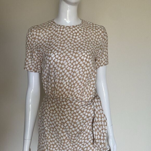 & Other Stories Tan and White Knot Detail Mini Dress Size 0 - Picture 5 of 13